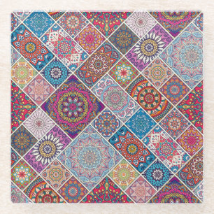 Posavasos De Vidrio Patrón de mosaico de Mandala
