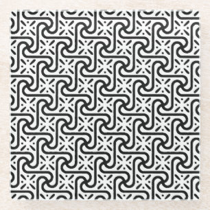 Posavasos De Vidrio Patrón de mosaico egipcio, blanco y negro