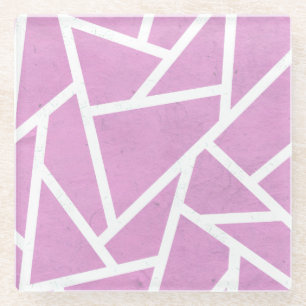 Posavasos De Vidrio Patrón de mosaico rosa y blanco