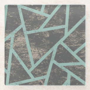 Posavasos De Vidrio Patrón de mosaico verde pálido y gris