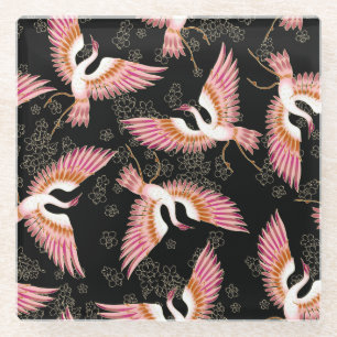 Posavasos De Vidrio Patrón de motivos de kimono japonés tradicional