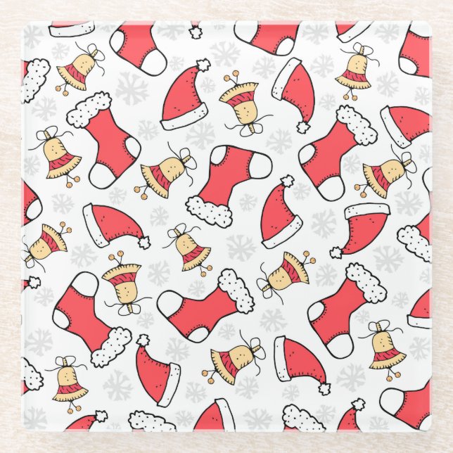 Posavasos De Vidrio Patrón de Navidades sin inconvenientes, diseño fes (Anverso)