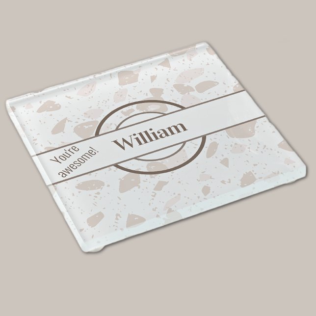 Posavasos De Vidrio Patrón de nombres, Tan y Beige Terrazzo (Subido por el creador)