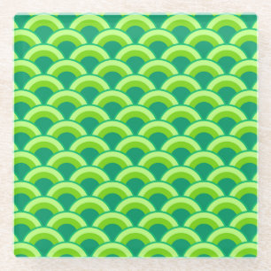 Posavasos De Vidrio Patrón de onda Art Deco - verde jade