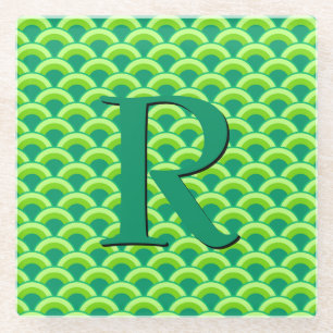 Posavasos De Vidrio Patrón de onda Art Deco - verde jade