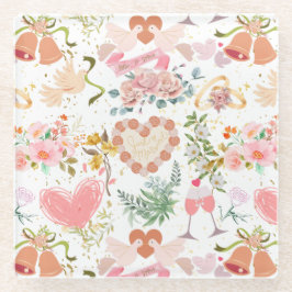 Posavasos De Vidrio patrón de ornamentos boda