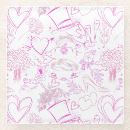 Posavasos De Vidrio patrón de ornamentos boda 02