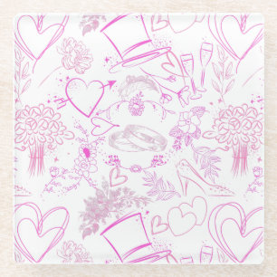 Posavasos De Vidrio patrón de ornamentos boda 02