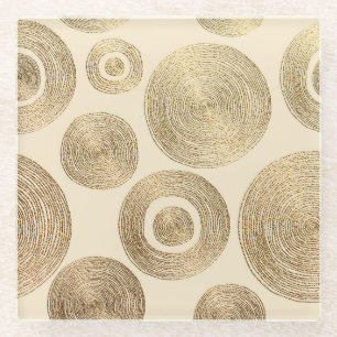 Posavasos De Vidrio Patrón de oro: diseño lujoso abstracto brillante