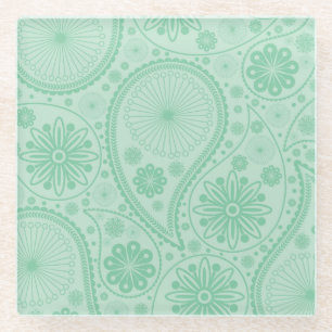 Posavasos De Vidrio Patrón de paisajes verde de fábrica