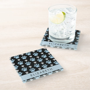 Posavasos De Vidrio Patrón De Patas, Patas Azules, Patas De Perro, Tu