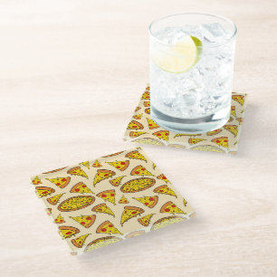 Posavasos De Vidrio Patrón de pizza de queso en fusión