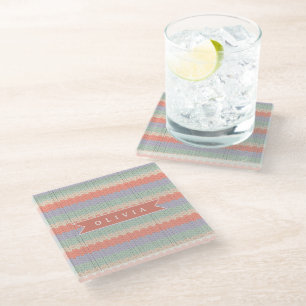 Posavasos De Vidrio Patrón de punto personalizado escandinavo pastel c
