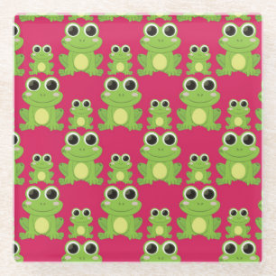 Posavasos De Vidrio Patrón de ranas cortas