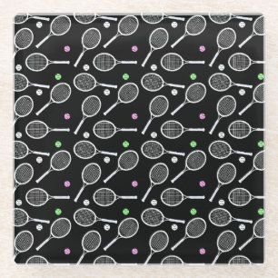 Posavasos De Vidrio Patrón de raqueta de tenis