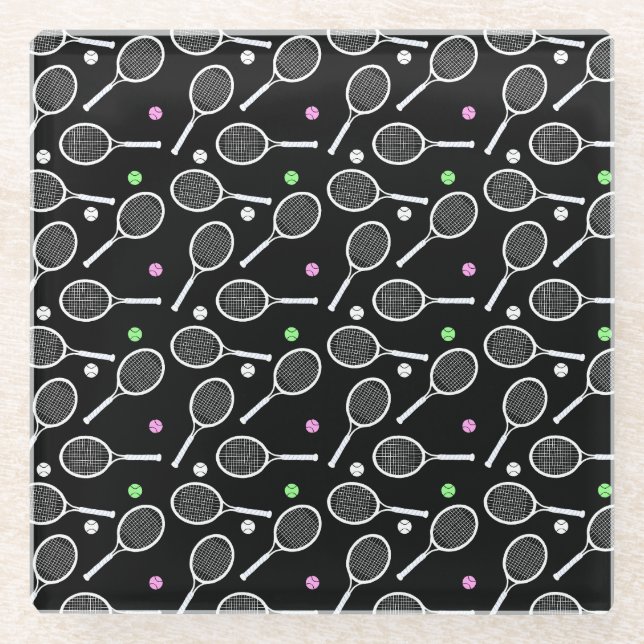 Posavasos De Vidrio Patrón de raqueta de tenis (Anverso)