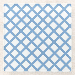 Posavasos De Vidrio Patrón de raya de diamante de arlequín blanco azul