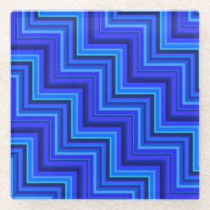 Posavasos De Vidrio Patrón de rayas azules