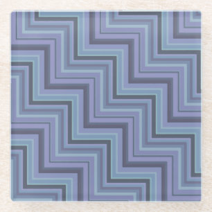 Posavasos De Vidrio Patrón de rayas azules grises