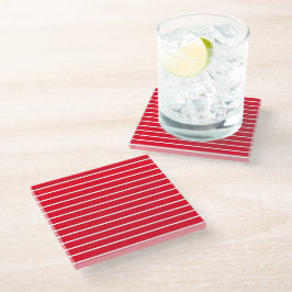 Posavasos De Vidrio Patrón de rayas blancas rojas fiesta festiva