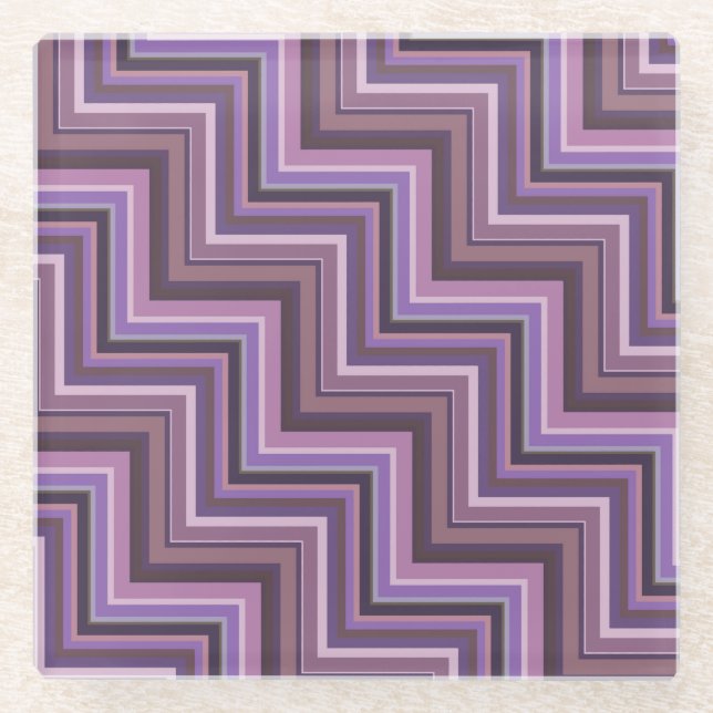 Posavasos De Vidrio Patrón de rayas de malva (Anverso)