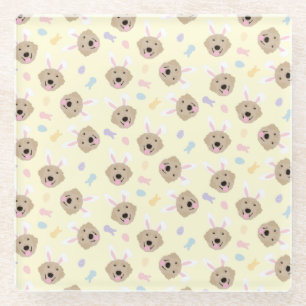 Posavasos De Vidrio Patrón de recuperación de oro de conejo de pascua