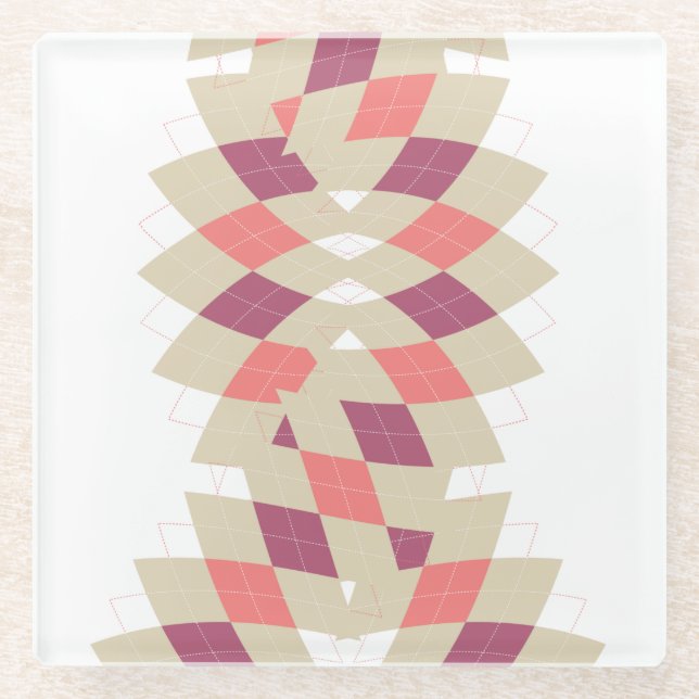 Posavasos De Vidrio Patrón de remolque de diamantes (Anverso)