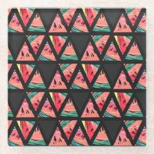 Posavasos De Vidrio Patrón de sandía abstracta dibujada a mano