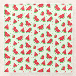 Posavasos De Vidrio Patrón de sandía verano luz verde claro rojo