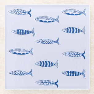Posavasos De Vidrio Patrón de Sardinas