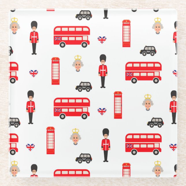 Posavasos De Vidrio Patrón de símbolos de Inglaterra (Anverso)