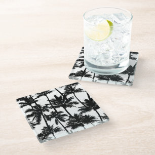 Posavasos De Vidrio Patrón de sombra de árbol de palma