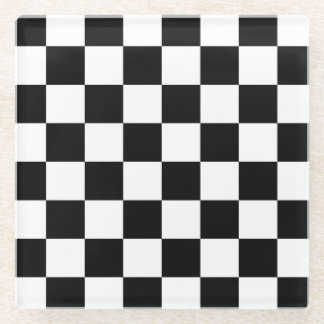 Posavasos De Vidrio Patrón de tablero de ajedrez blanco y negro