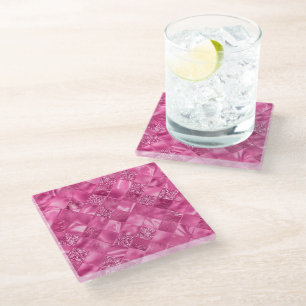 Posavasos De Vidrio Patrón de tejido cuadrado multitexturizado de colo