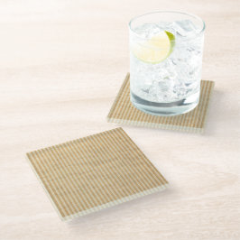 Posavasos De Vidrio Patrón de tela con rayas amarillas pálidas entrela