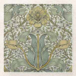 Posavasos De Vidrio Patrón de Thicket de la primavera de William Morri