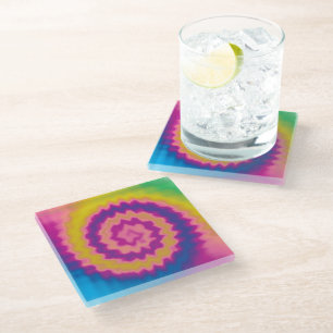 Posavasos De Vidrio Patrón de tintes retro colorido y burro