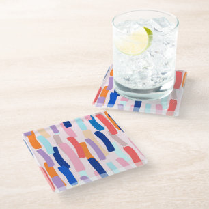 Posavasos De Vidrio Patrón de trazo de pincel colorido