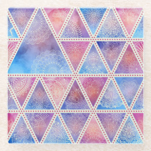 Posavasos De Vidrio Patrón de triángulo de Mandala