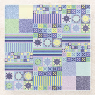 Posavasos De Vidrio Patrón de una manta crujiente de Bonito de Nanna