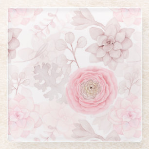 Posavasos De Vidrio Patrón de verano de Ilustracion exitoso de flor ro