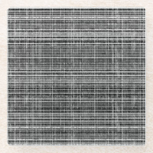 Posavasos De Vidrio Patrón de verificación negro, blanco y gris