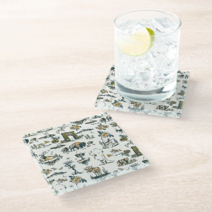 Posavasos De Vidrio Patrón de vida silvestre del Parque Nacional Yell