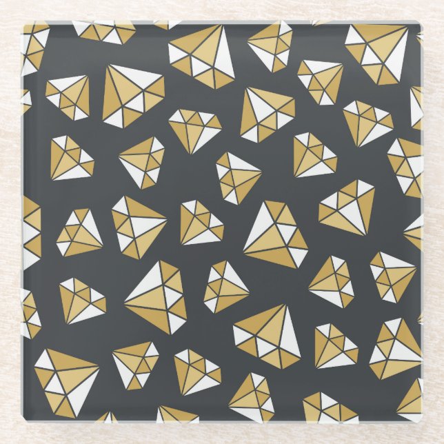 Posavasos De Vidrio Patrón De Vigas Sin Pares Temático De Gemstone. (Anverso)