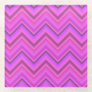 Posavasos De Vidrio Patrón de zigzag de rayas rosas