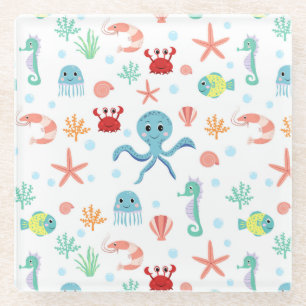 Posavasos De Vidrio Patrón del mundo marino