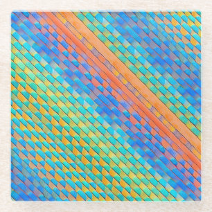 Posavasos De Vidrio Patrón digital colorido y abstracto