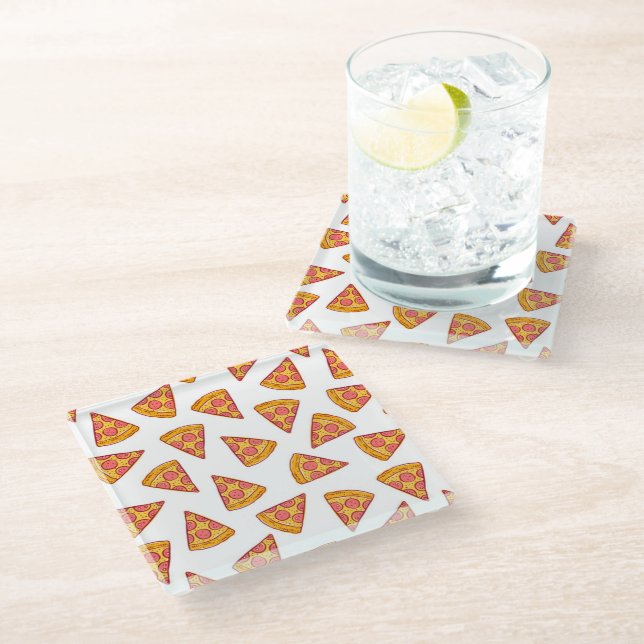 Posavasos De Vidrio Patrón diverso de pizza Slice (Angular)
