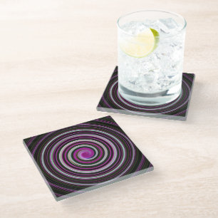 Posavasos De Vidrio Patrón espiral púrpura