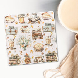 Posavasos De Vidrio Patrón Estético Esencial Favorito de Otoño